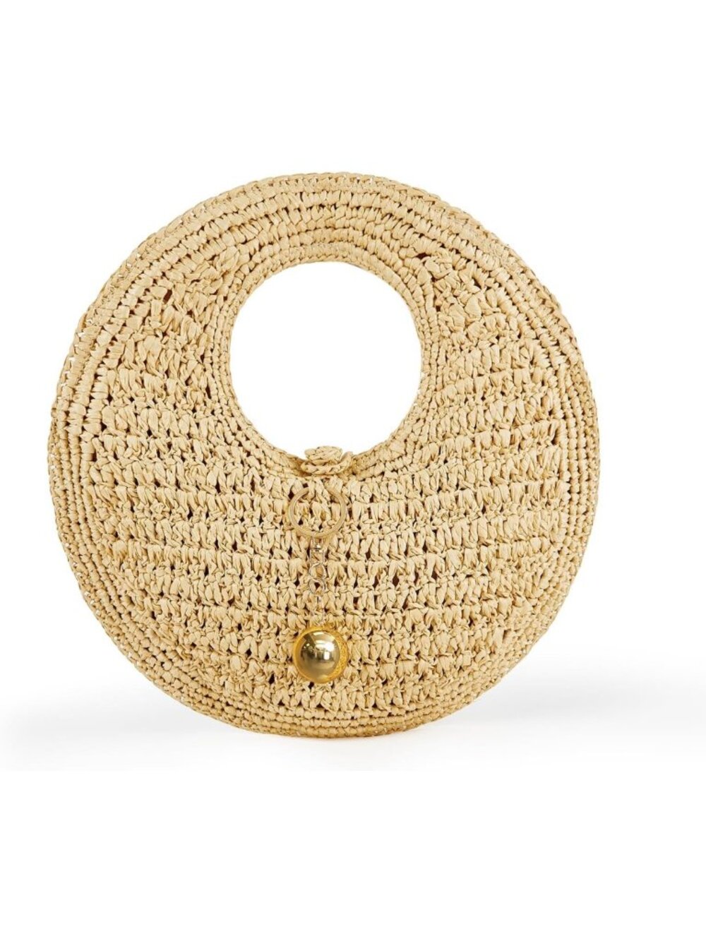 Handmade Woven Straw Beach Bag - Boho Chic Tote Purse, Large Round Raffia Bag